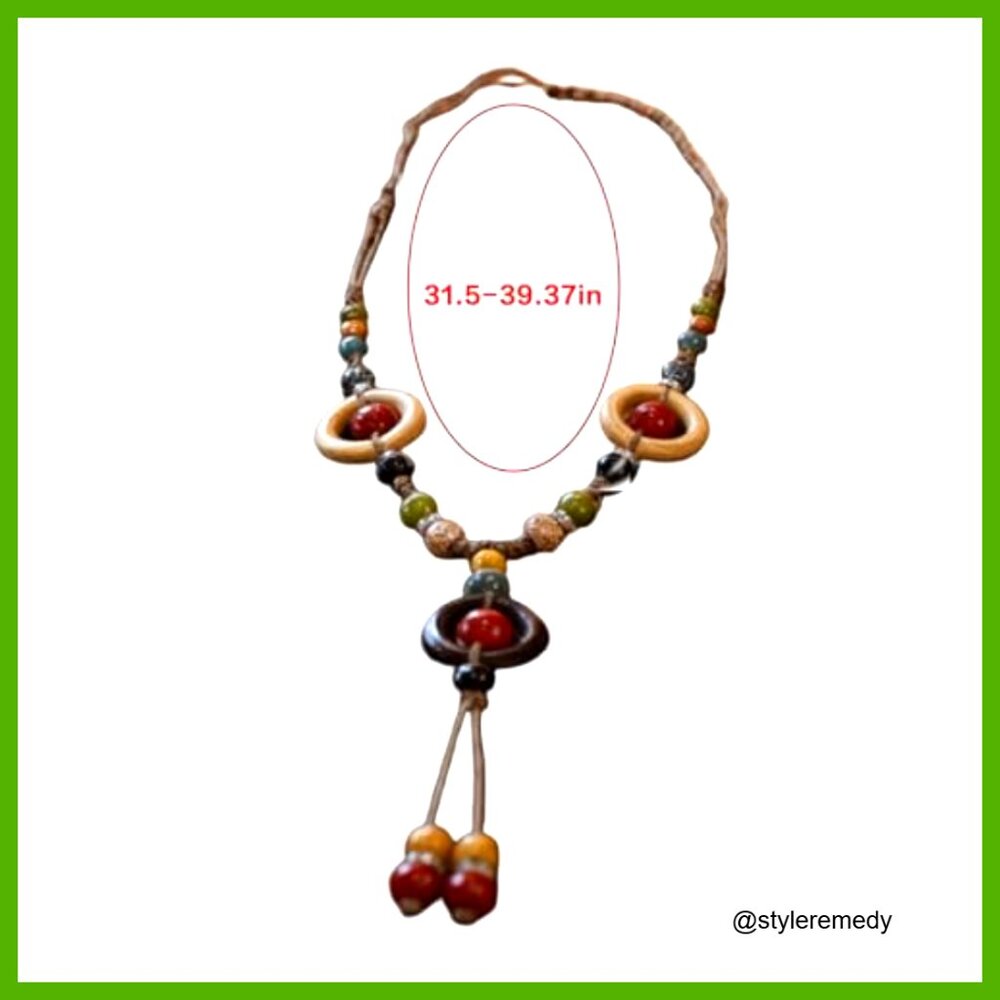 Adjustable Ceramic Bead Statement Necklace With B… - image 6